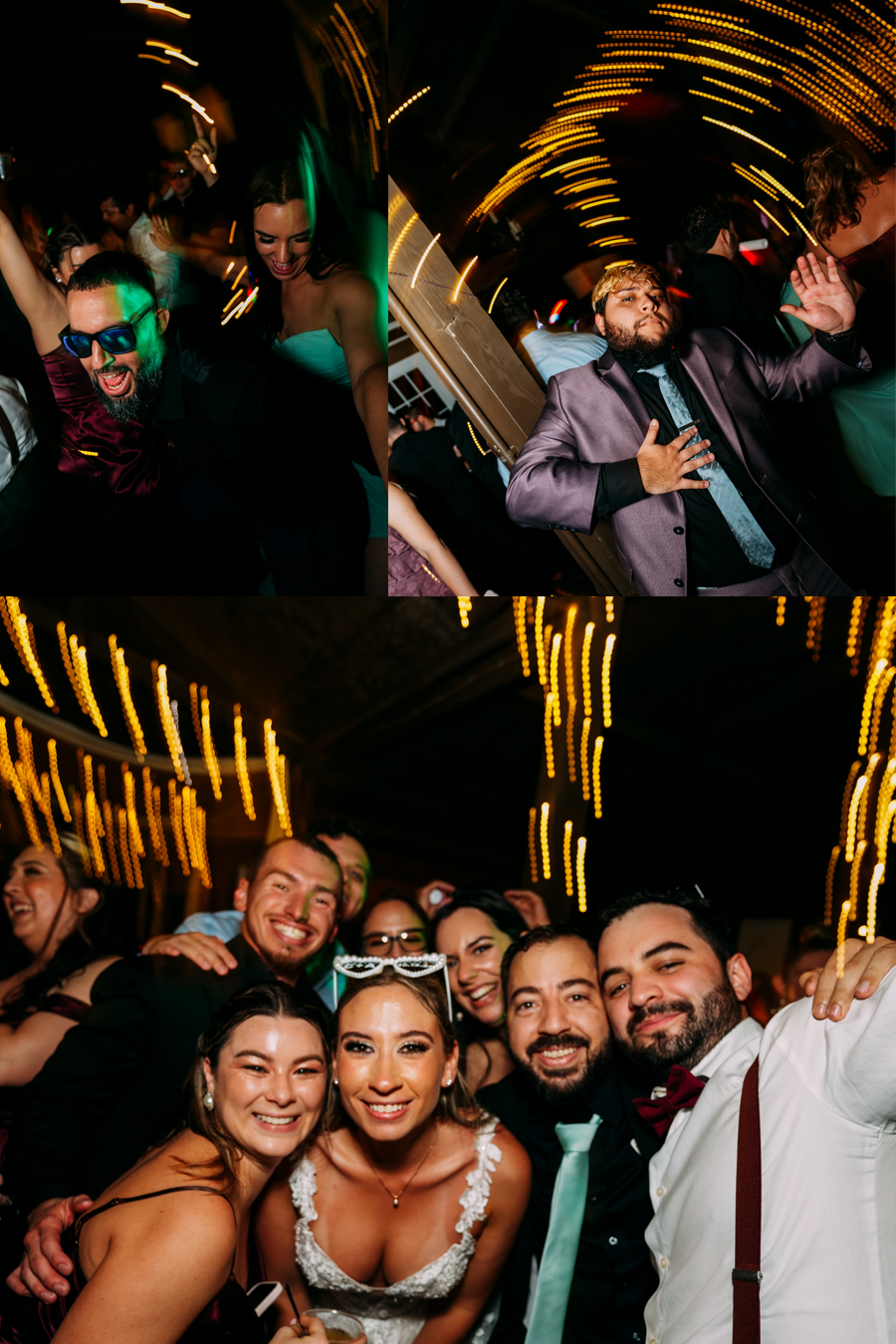 Bride and groom taking photos at their Ever After Farms Ranch wedding reception